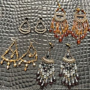 4 Pair Estate Dangle Earrings